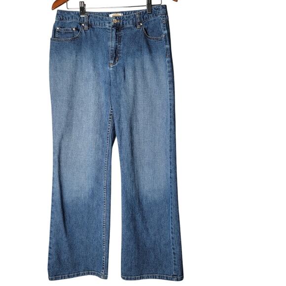 Talbots Petites Women’s Jeans Sz 12P Bootcut Rhinestone Button & Pockets Sparkle - Picture 1 of 10